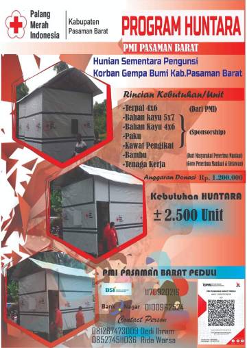 PMI Ajak Bangun Huntara bagi Pengungsi di Pasbar, Risnawanto: Target Awal 300 unit